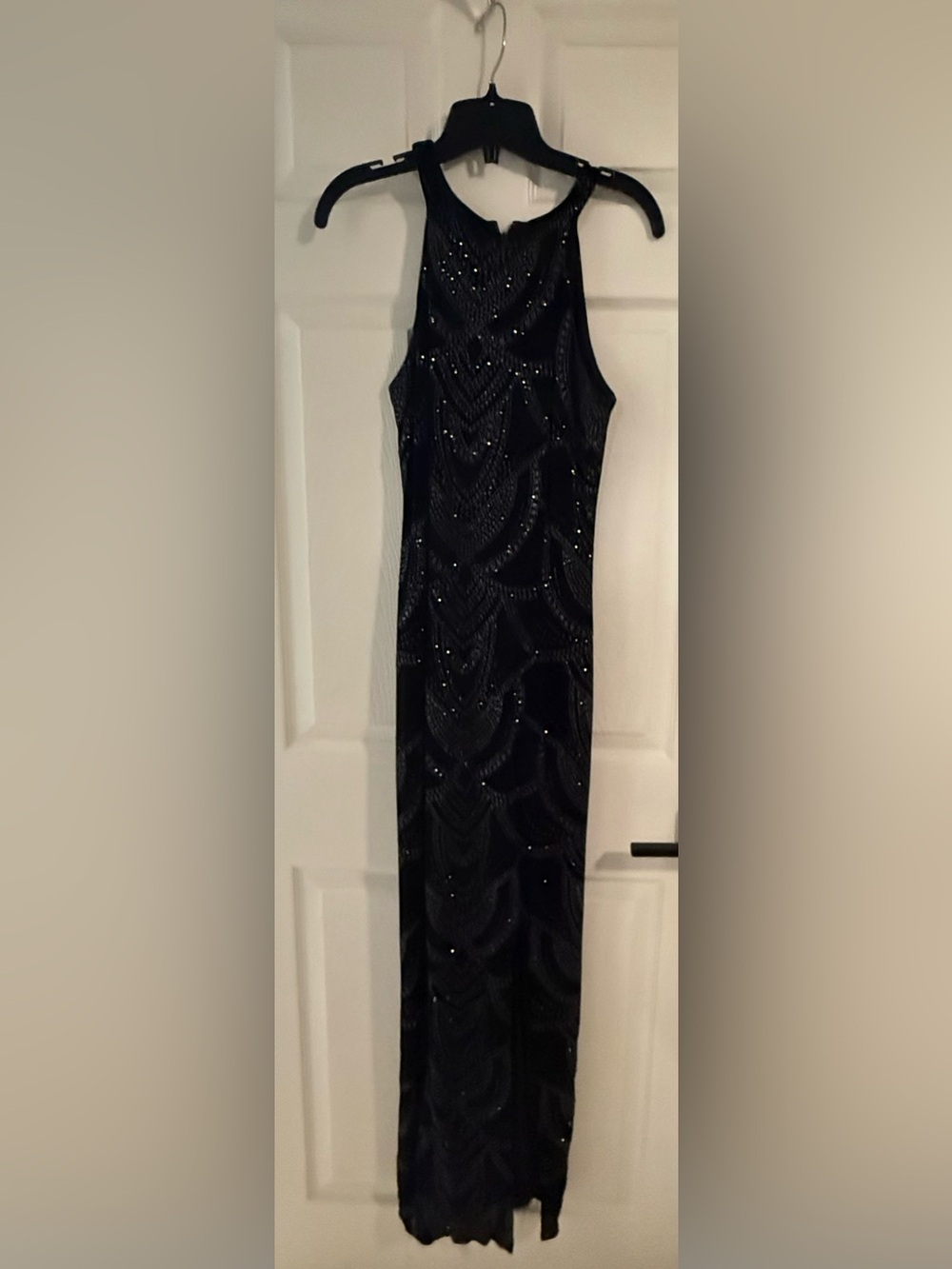 le chateau Black Sequined Maxi Dress